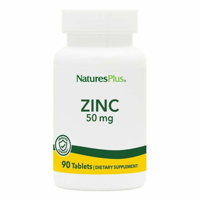 Natures Plus Zinc Συμπλήρωμα Διατροφής 50mg 90 Ταμπλέτες