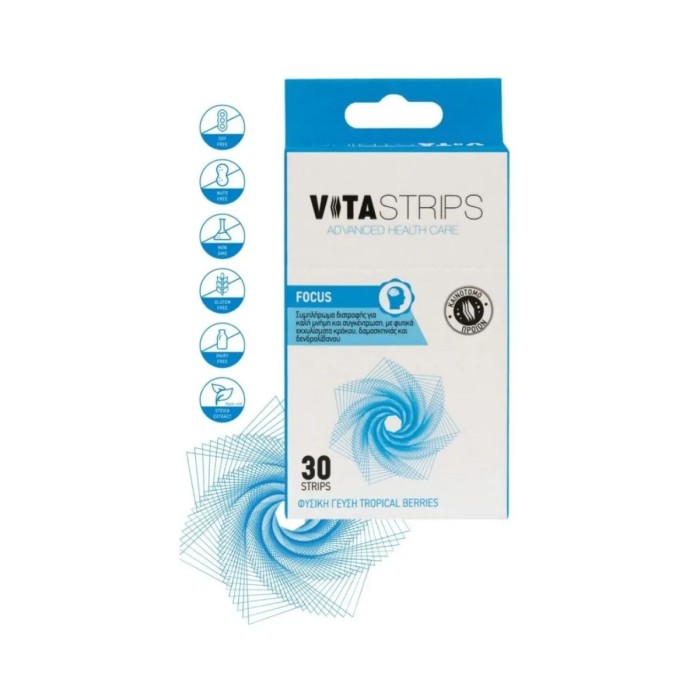 Vitastrips Focus Συμπλήρωμα Διατροφής για Καλή Μνήμη & Συγκέντρωση 30τμχ