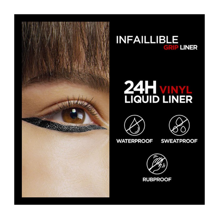 LOreal Paris Infaillible Grip 24H - Υγρό Eyeliner με Βινύλ Φινίρισμα, 3ml