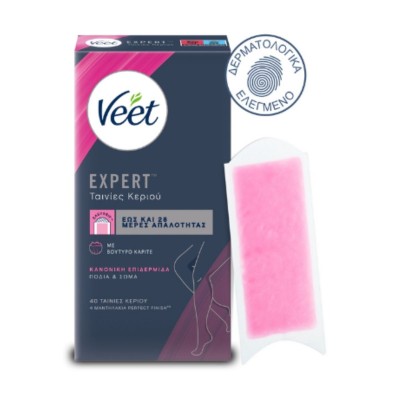 Veet® Expert Ταινίες Αποτρίχωσης με Κρύο Κερί για Κανονικές Επιδερμίδες, 40τμχ