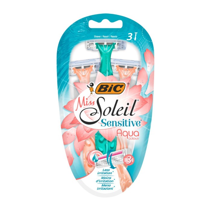 Bic Miss Soleil Sensitive Aqua Colour Disposable Razors 3pcs