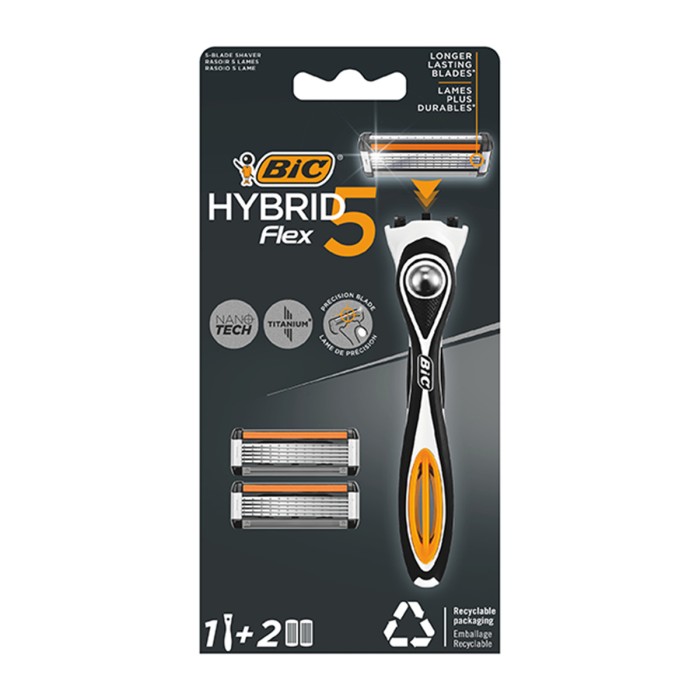 Bic Hybrid Flex 5 Ξυραφάκι με Ανταλλακτικές Κεφαλές 5 Λεπίδων