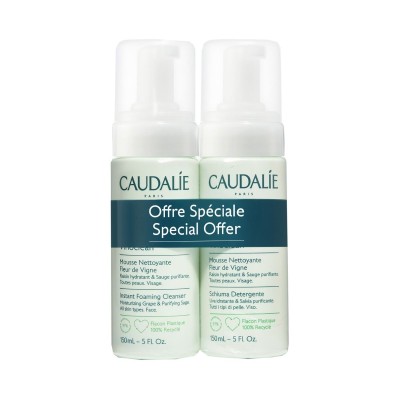 Caudalie Vinoclean Instant Foaming Cleanser Αφρός Καθαρισμού Προσώπου 2x150ml