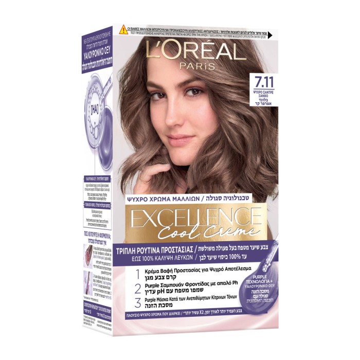 LOreal Paris Excellence Cool Creme  Permanent 7.11  Ultra Ash Blonde, 48ml