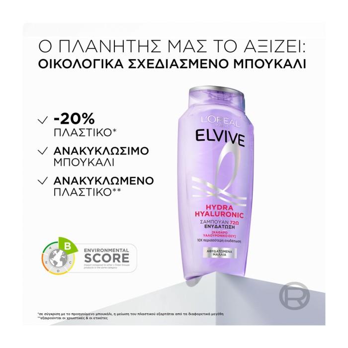Elvive Hydra Hyaluronic - Σαμπουάν Ενυδάτωσης, 400ml