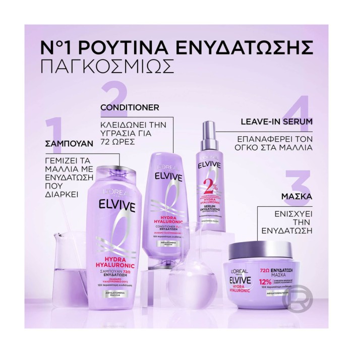 Elvive Hydra Hyaluronic - Σαμπουάν Ενυδάτωσης, 400ml