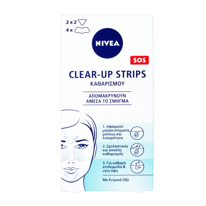Nivea Clear Up Strips για Μύτη, Μέτωπο & Πηγούνι