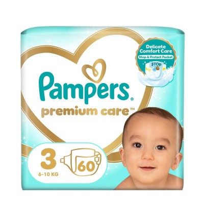 Pampers Premium Care No. 3 (6-10kg) Baby Diapers 60pcs
