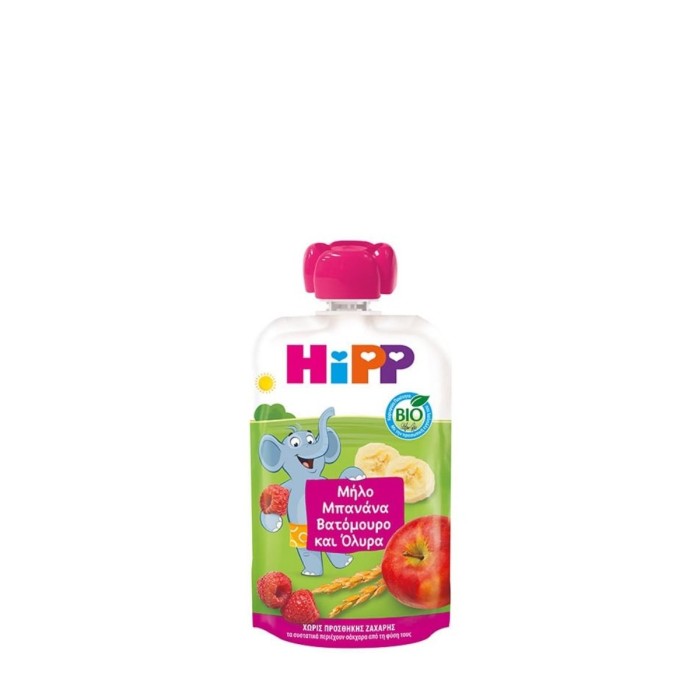 Hipp Fruit Puree with Apple - Banana - Raspberry - Olyra 100gr