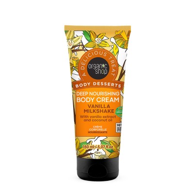 Organic Shop Body Desserts Κρέμα Σώματος Βαθιάς Θρέψης Vanilla Milkshake, 150ml