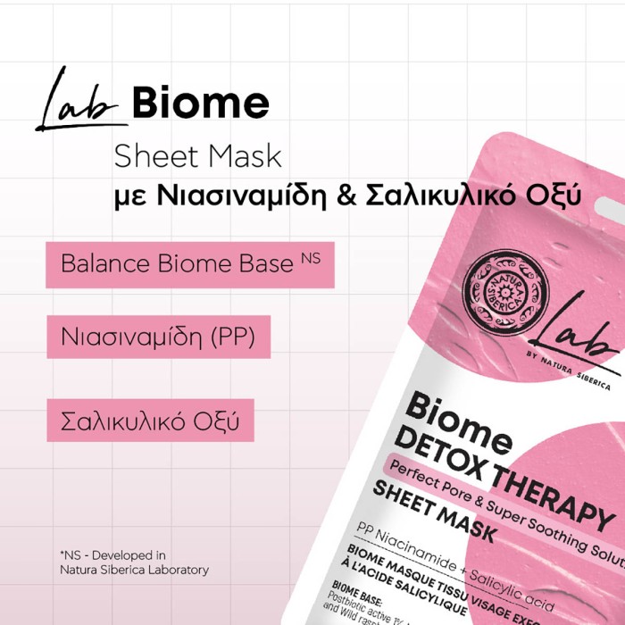 Natura Siberica Lab Biome Sheet Mask με Νιασιναμίδη & Σαλικυλικό Οξύ