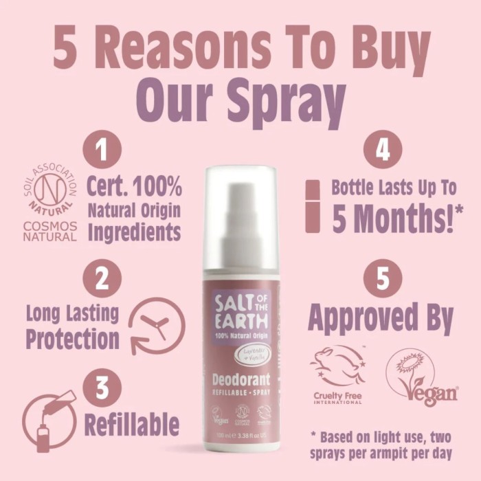 Salt of the Earth Lavender & Vanilla Deodorant Spray 100ml