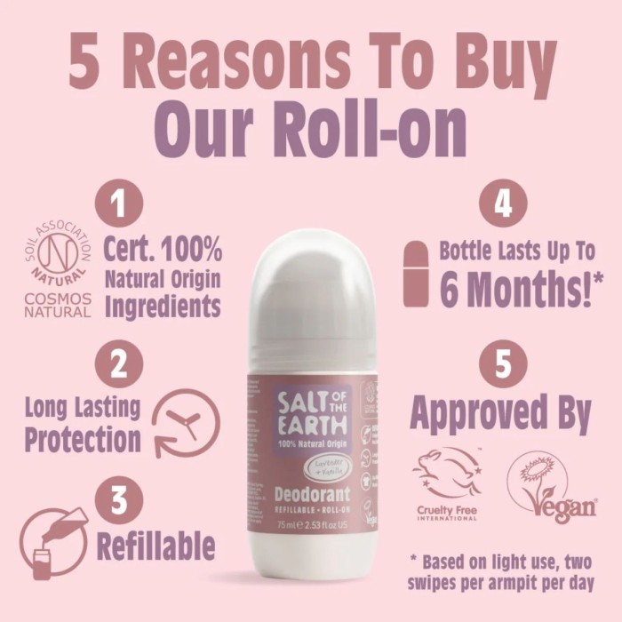 Salt of the Earth Lavender & Vanilla Αποσμητικό Επαναγεμιζόμενο 75ml