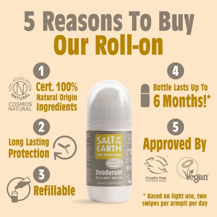 Salt of the Earth Amber & Sandalwood Αποσμητικό Επαναγεμιζόμενο 75ml