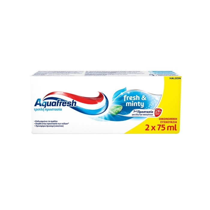 Aquafresh Triple Action Fresh & Minty Toothpaste 2x75ml