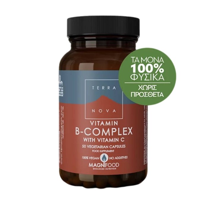 Terranova B-Complex with Vitamin C Σύνθεση Βιταμινών του Συμπλέγματος Β 50τμχ