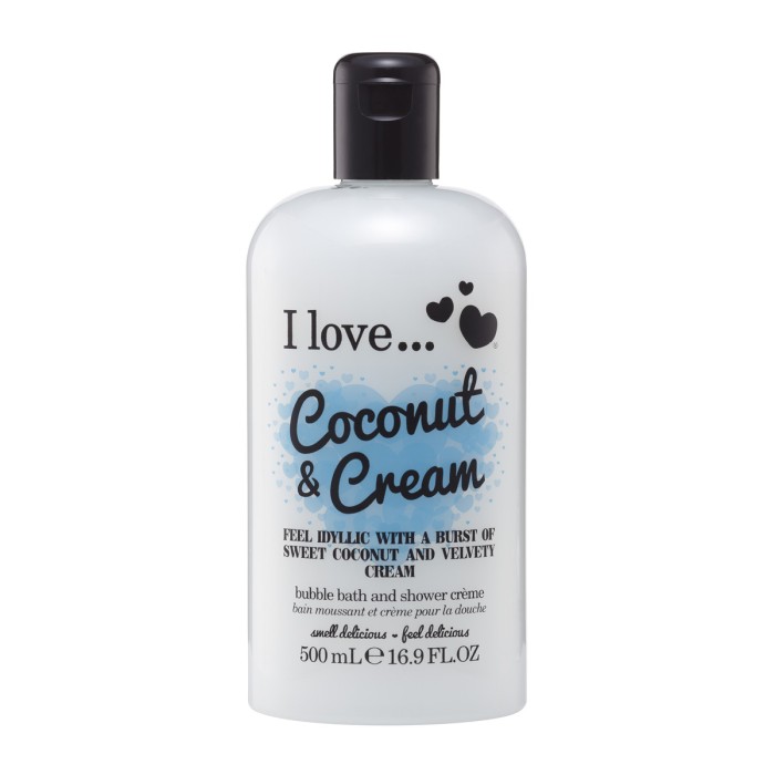 I Love Originals Bubble Bath & Shower Cream Coconut Cream, 500ml