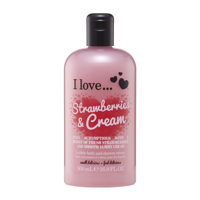 I Love Originals Bubble Bath & Shower Cream  Strawberries & Cream, 500ml