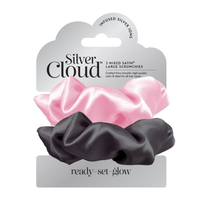 Silver Cloud Large Scrunchie Σατέν Λαστιχάκια Μαλλιών 2τμχ