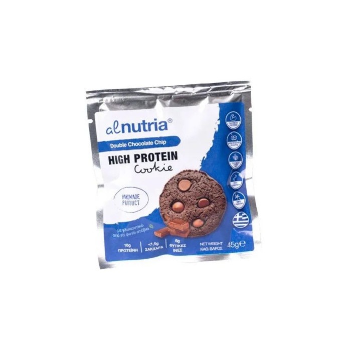 Alnutria Μπισκότο Διπλής Σοκολάτας με Κομματάκια (Υψηλή Πρωτεΐνη) 45γρ