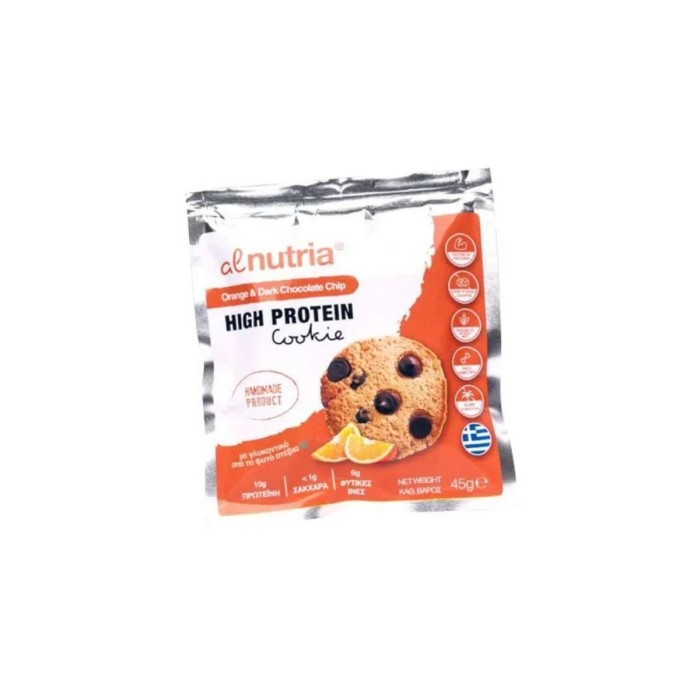 Alnutria Orange & Dark Chocolate Chip Μπισκότο Υψηλής Πρωτεΐνης 45g