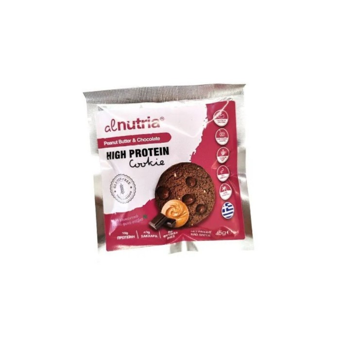 Alnutria Μπισκότο με Φυστικοβούτυρο & Σοκολάτα (Υψηλή Πρωτεΐνη) 45γρ