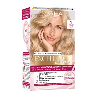 LOreal Paris Excellence Creme - Μόνιμη Βαφή Μαλλιών 9 Ξανθό Πολύ Ανοιχτό, 48ml