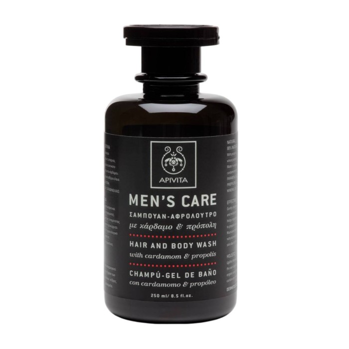 Apivita Mens Care Shampoo - Shower Gel with Cardamom and Propolis 250ml