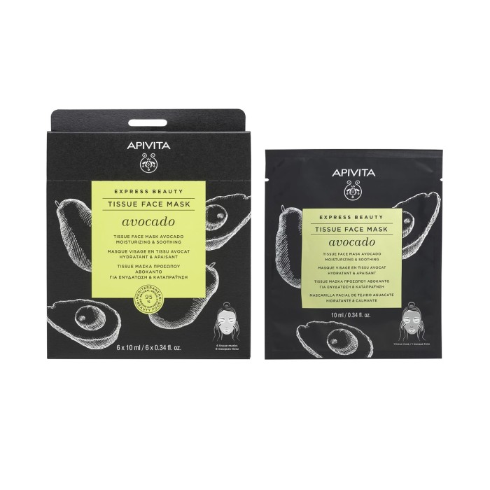 Apivita Express Beauty Tissue Μάσκα Προσώπου με Αβοκάντο 10ml