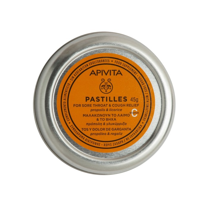 Apivita Pastilles with Propolis & Licorice for Sore Throat and Cough 45g