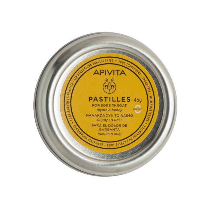 Apivita Pastilles Thyme & Honey for Sore Throat and Cough 45gr