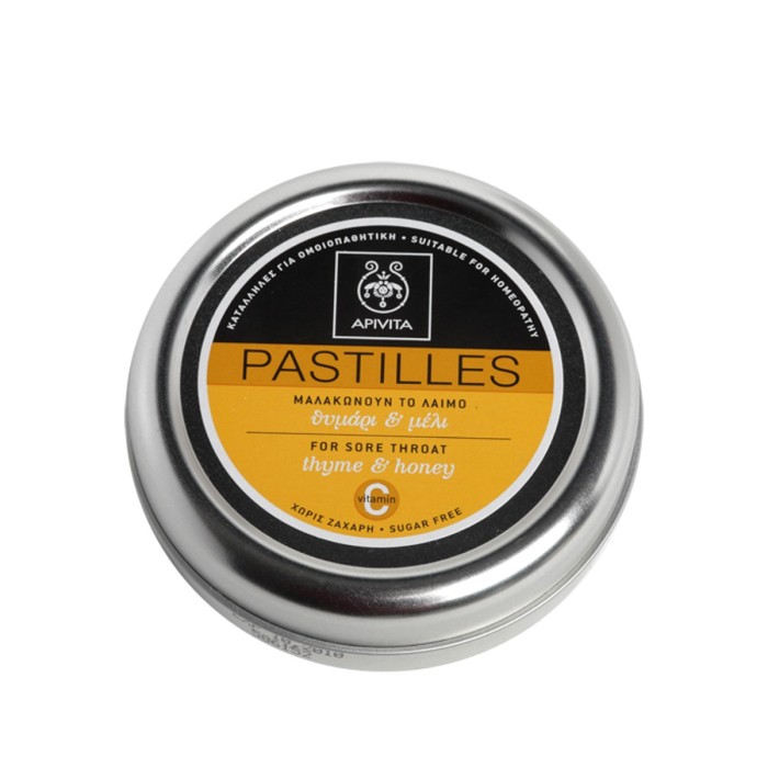 Apivita Pastilles Thyme & Honey for Sore Throat and Cough 45gr