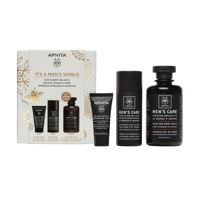 Apivita Men’s Care Σετ Κρέμα Προσώπου 50ml & Gel Καθαρισμού 50ml & Σαμπουάν-Aφρόλουτρο 250ml
