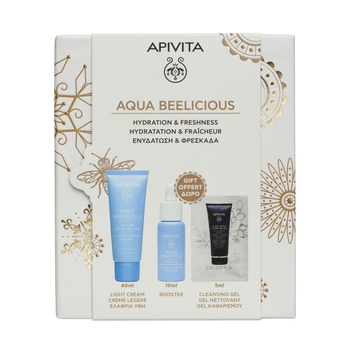Apivita Aqua Beelicious Set Moisturizing Cream-Gel 40ml & Rejuvenation Booster 10ml & Cleansing Gel 5ml