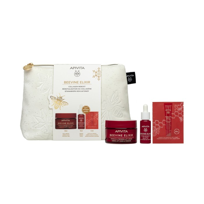 Apivita Beevine Elixir Set Anti-Wrinkle Cream 50ml & Firming Serum 10ml & Eye Cream 1.5ml & Toiletry Bag