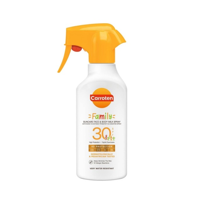 Carroten Family Suncare Face & Body Milk Spray SPF30 Αντηλιακό Γαλάκτωμα Προσώπου & Σώματος 270ml