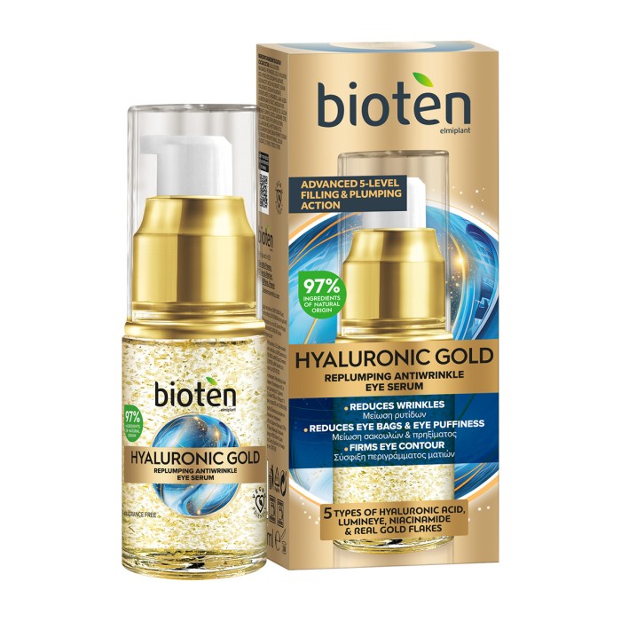 Bioten Hyaluronic Gold Replumping Anti-Wrinkle Eye Serum Αντιγηραντικός Ορός 15ml