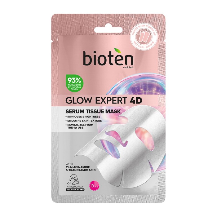 Bioten Glow Expert 4D Serum Tissue Mask Υφασμάτινη Μάσκα Προσώπου 1τμχ