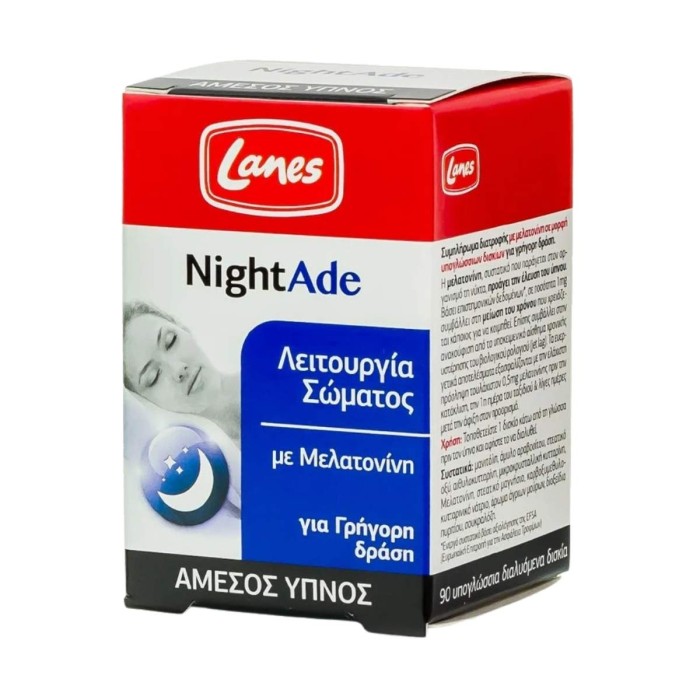 Lanes Nightade - Dietary Supplement with Melatonin, 90 Sub Tabs