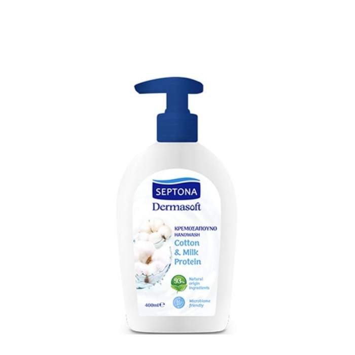 Septona Dermasoft Κρεμοσάπουνο Χεριών Βαμβάκι & Πρωτεΐνη Γάλακτος 400ml