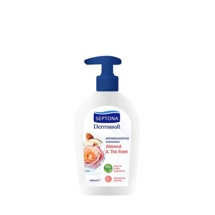 Septona Dermasoft Κρεμοσάπουνο Χεριών Αμύγδαλο & Τσάι Τριαντάφυλλο 400ml