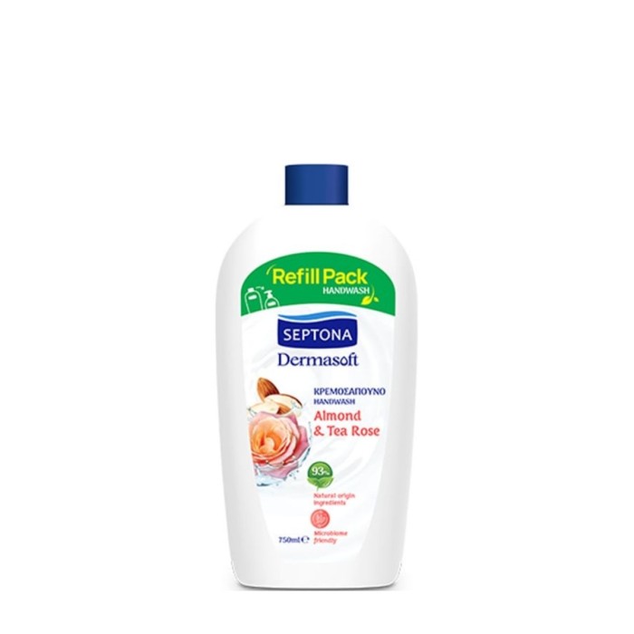 Septona Dermasoft Κρεμοσάπουνο Χεριών Αμύγδαλο & Τσάι Τριαντάφυλλο 750ml