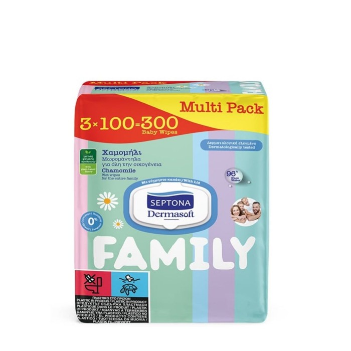 Septona Dermasoft Family Baby Wipes 3x100pcs