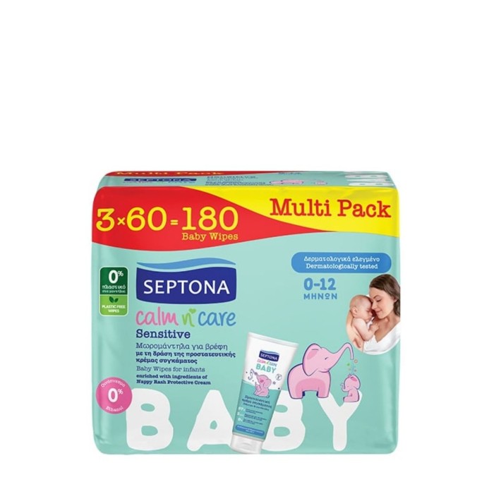 Septona Calm n Care Sensitive Μωρομάντηλα 3x60τμχ