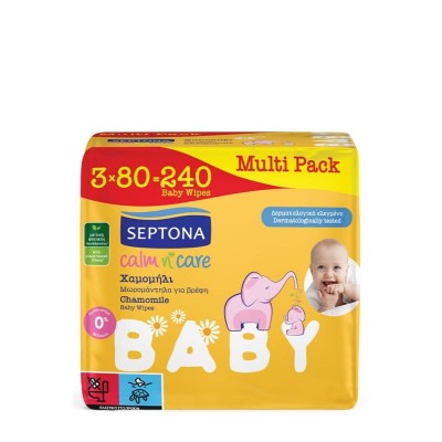 Septona Multipack Calm n Care Μωρομάντηλα με Χαμομήλι 3x80τμχ