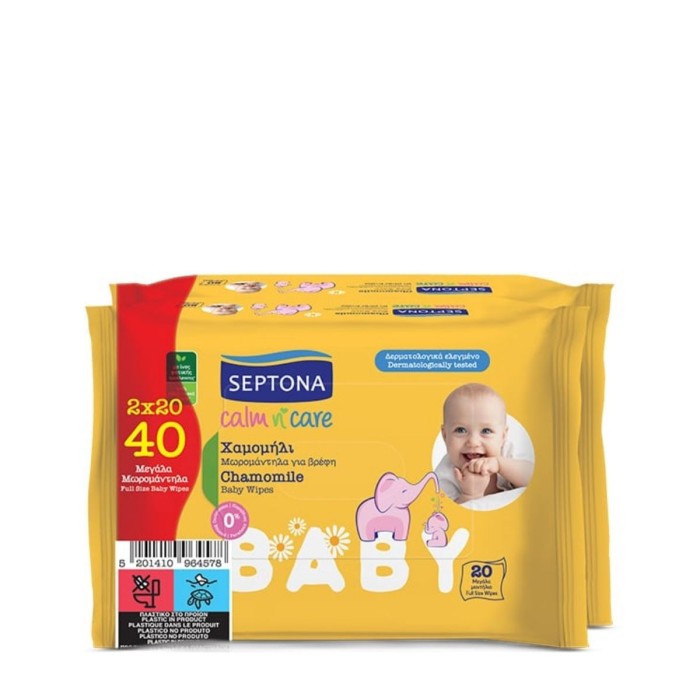Septona Calm n Care Baby Wipes Multipack Chamomile 2x20 pcs
