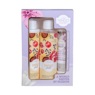 Tango Gift Set – Shower Gel 250ml + Sweet Fruits Body Lotion 250ml + Soap Bouquet Hand Cream 80ml