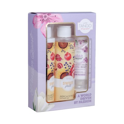 Tango Gift Set – Shower Gel 250ml + Sweet Fruits Body Lotion 250ml + Soap Bouquet Hand Cream 80ml