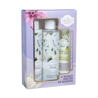 Tango Gift Set – Shower Gel 250ml + White Blossom Body Lotion 250ml + Olive Pearls Hand Cream 80ml