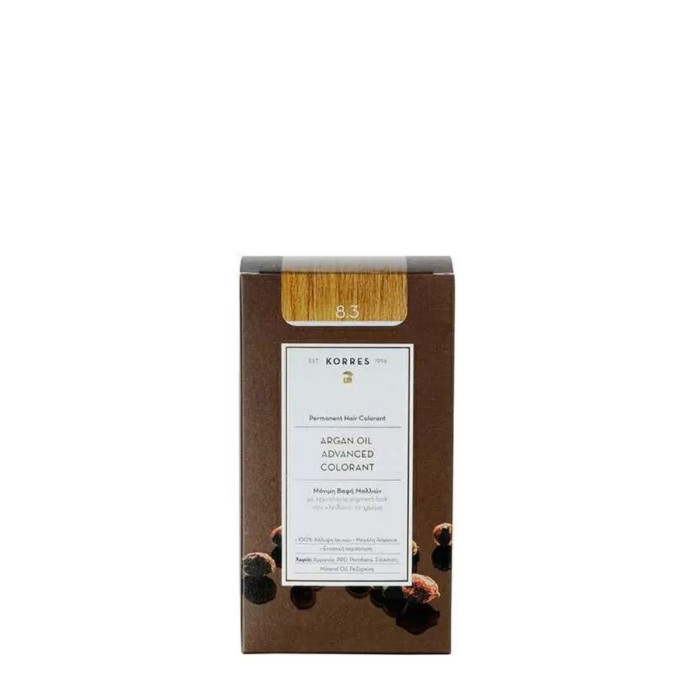 Korres Argan Oil Advanced Colorant Hair Dye 8.3 Light Golden/Honey Blonde
